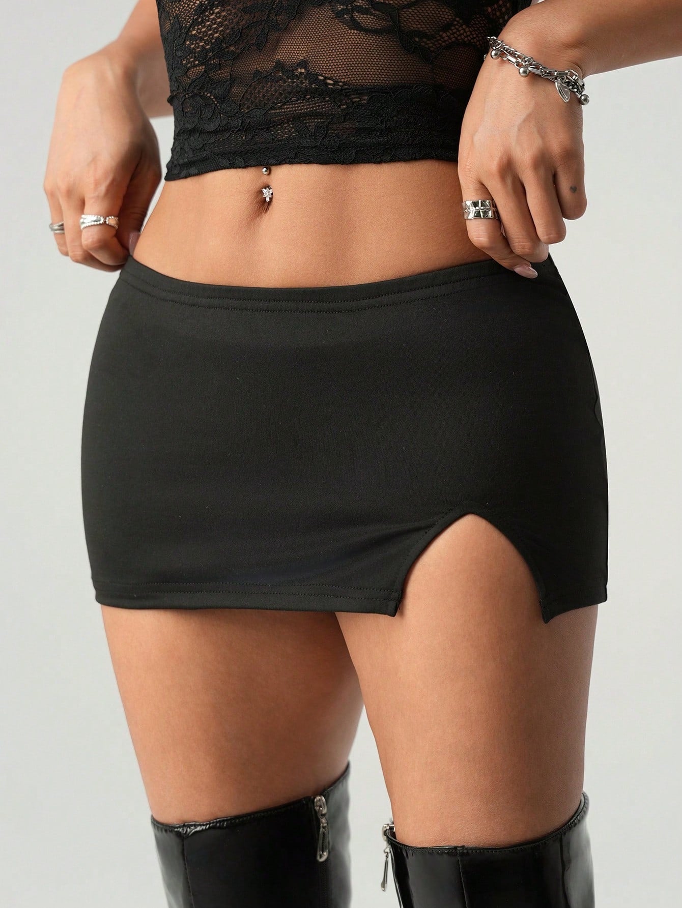 ICON Y2K Disco Sexy High-Cut Slit Hot Pants Shorts Party Night Black Autumn