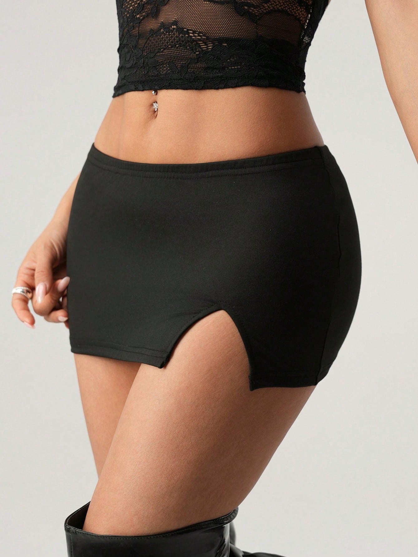 ICON Y2K Disco Sexy High-Cut Slit Hot Pants Shorts Party Night Black Autumn