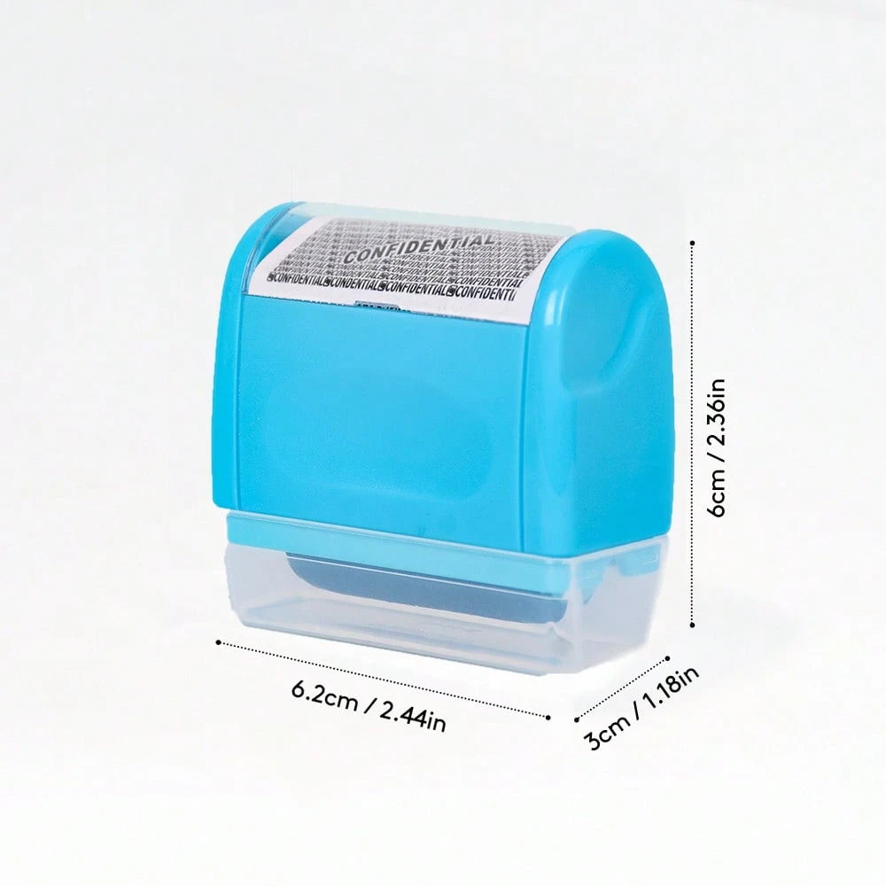 Identity Theft Protection Roller Stamp Set- Blue (Includes Replacement Ink, Bottle With Cap For Easy Use, Storage Box),Back To School,School Supplies