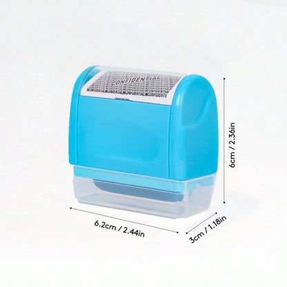 Identity Theft Protection Roller Stamp Set- Blue (Includes Replacement Ink, Bottle With Cap For Easy Use, Storage Box),Back To School,School Supplies