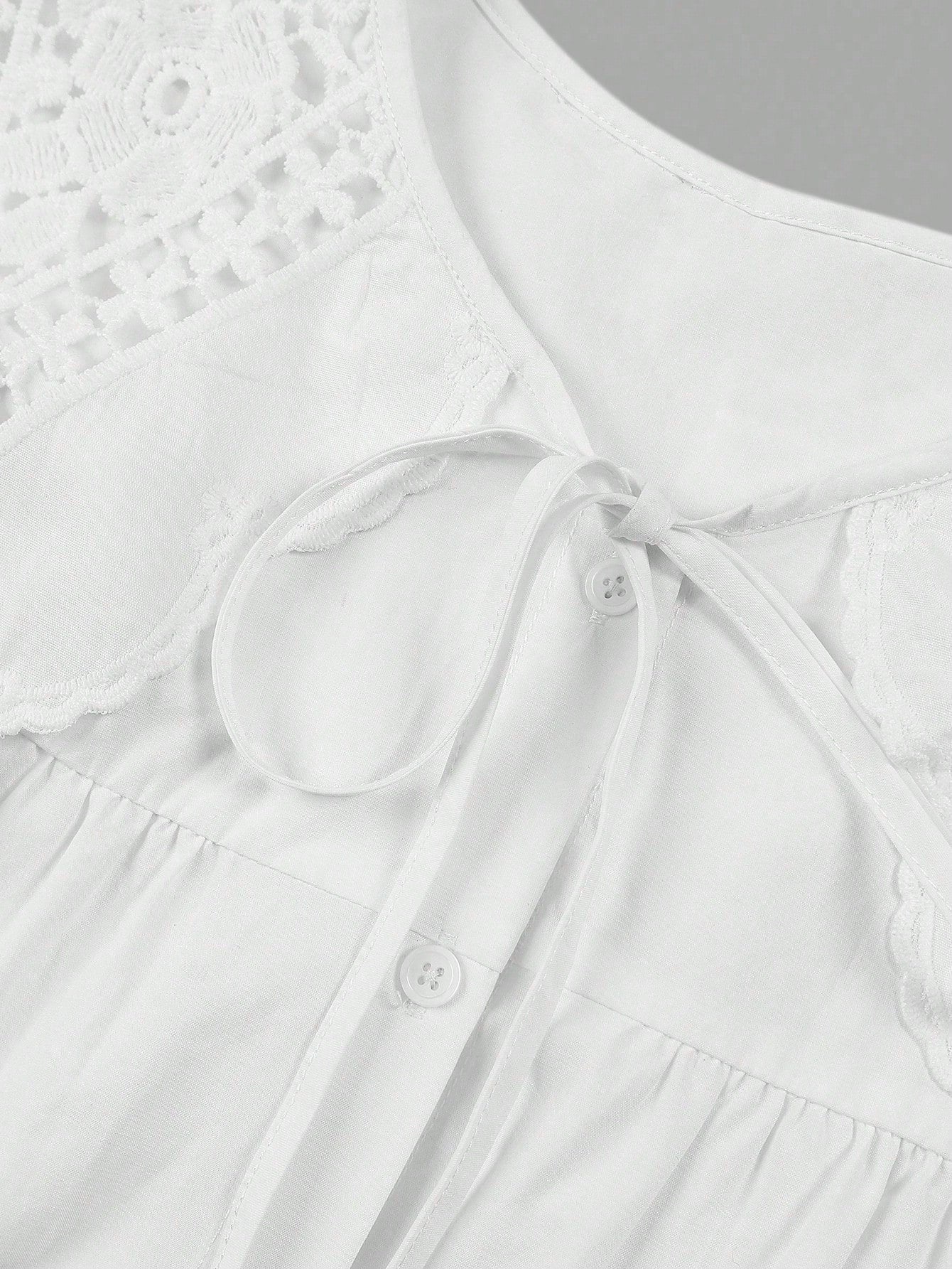 ii Peter Pan Collar Sweet Loose Long Sleeve Versatile Blouse, Plus Size Women Top White
