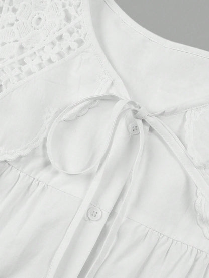 ii Peter Pan Collar Sweet Loose Long Sleeve Versatile Blouse, Plus Size Women Top White