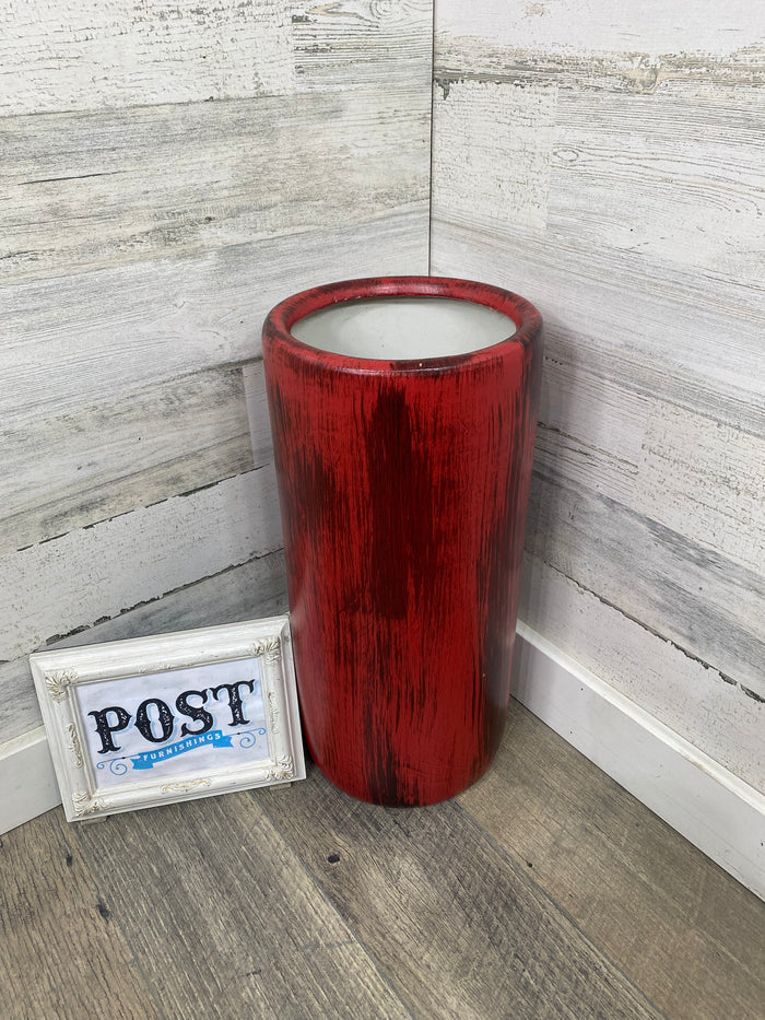 Large Rustic Red Floor Vase