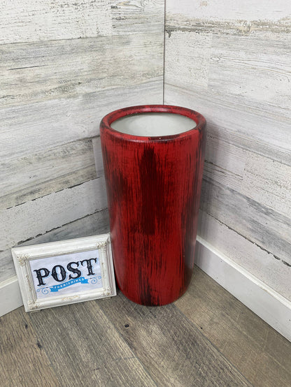 Large Rustic Red Floor Vase
