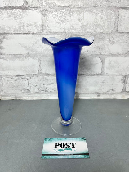 Cobalt Blue Glass Fluted Vase