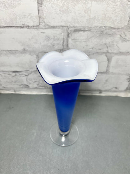 Cobalt Blue Glass Fluted Vase