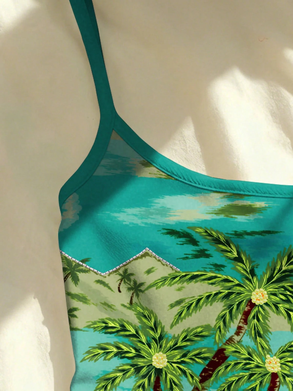 INAWLY Digital Positioning Burn Print Summer Vacation Palm Tree Print Women's Camisole