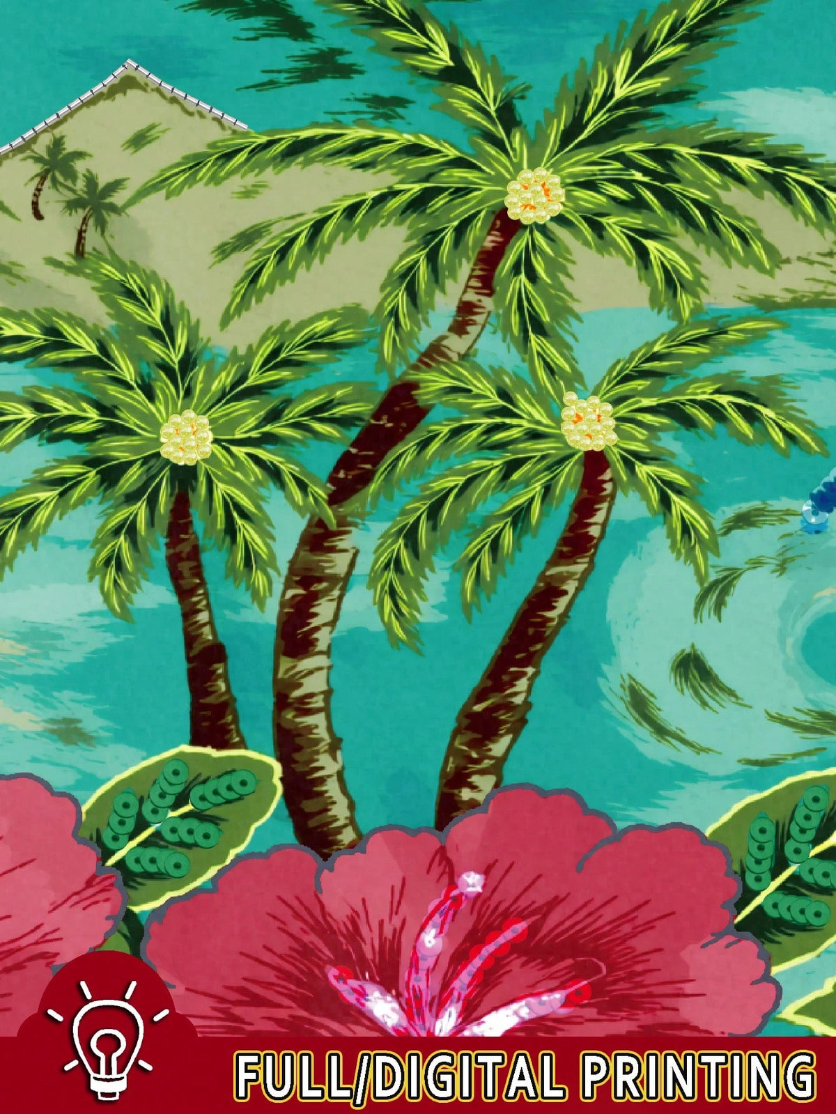INAWLY Digital Positioning Burn Print Summer Vacation Palm Tree Print Women's Camisole
