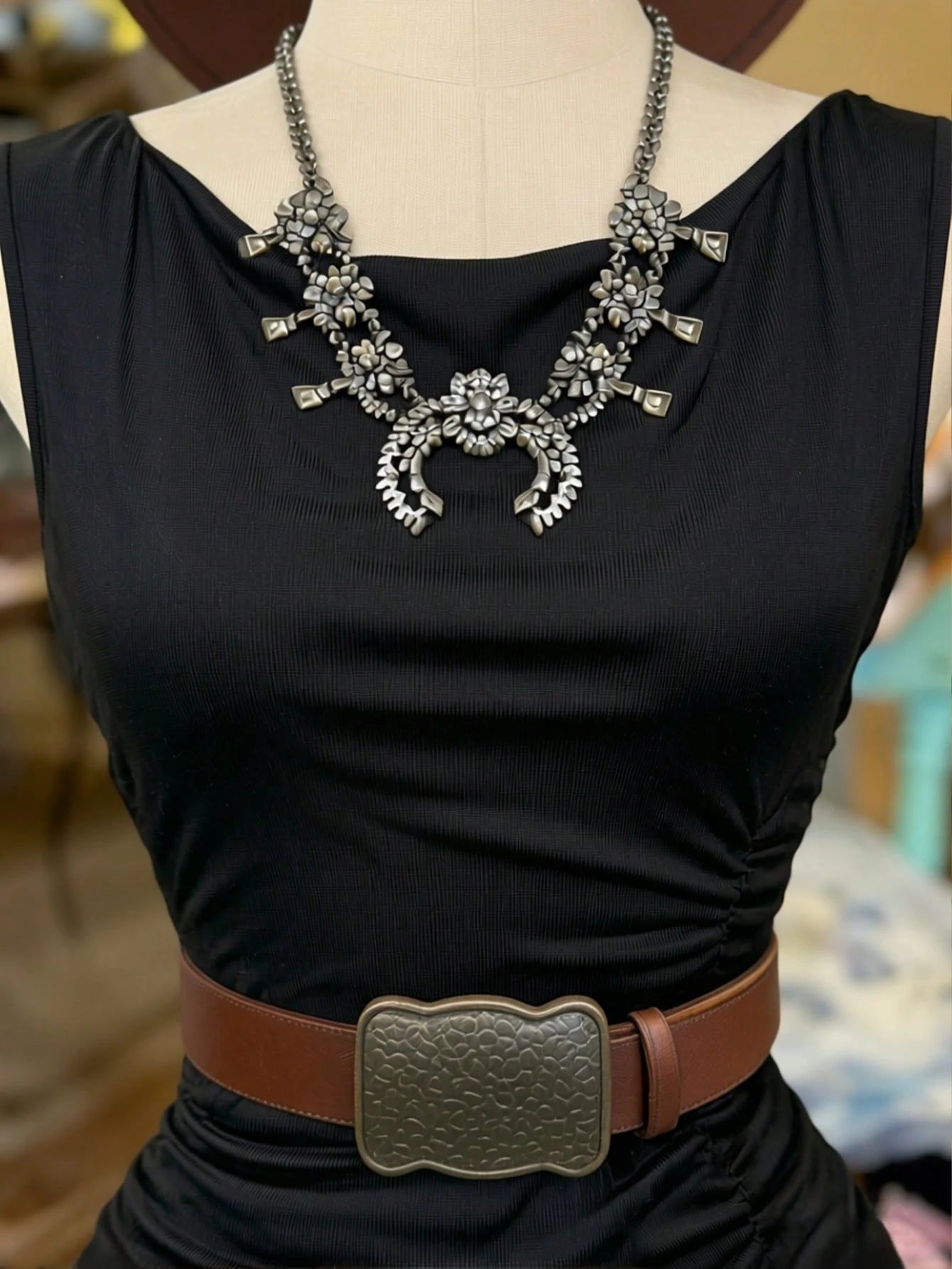 INAWLY Fitted Off-Shoulder Sleeveless Mid-Length Dress