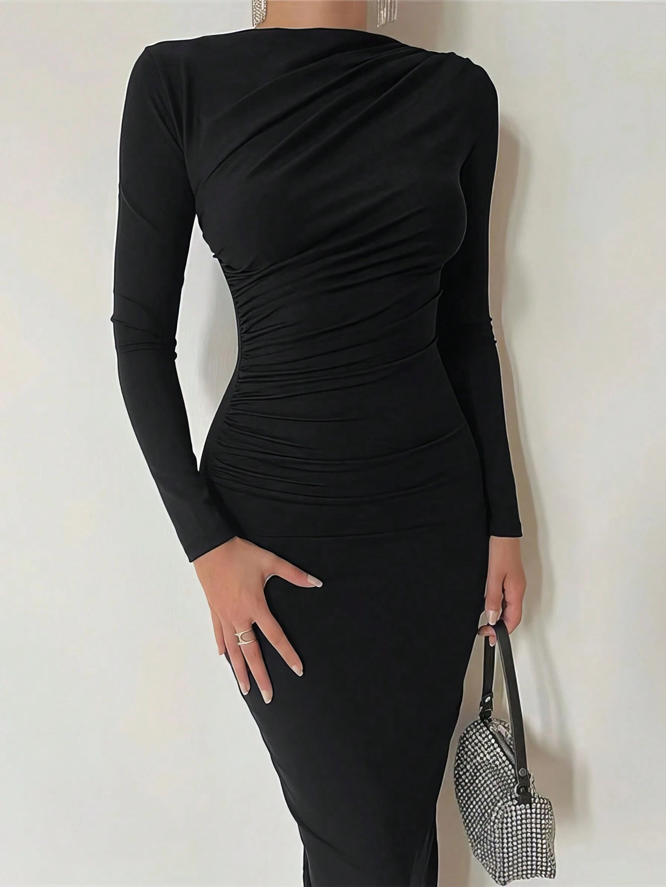 INAWLY Solva Women's Stand Collar Long Sleeve Pleated Dress Fall Cloth For Women