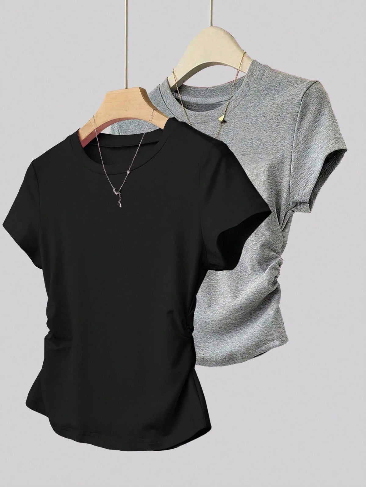 INAWLY Women's All-Match Solid Color Versatile Slim Fit Short Sleeve T-Shirt, Everyday Wear