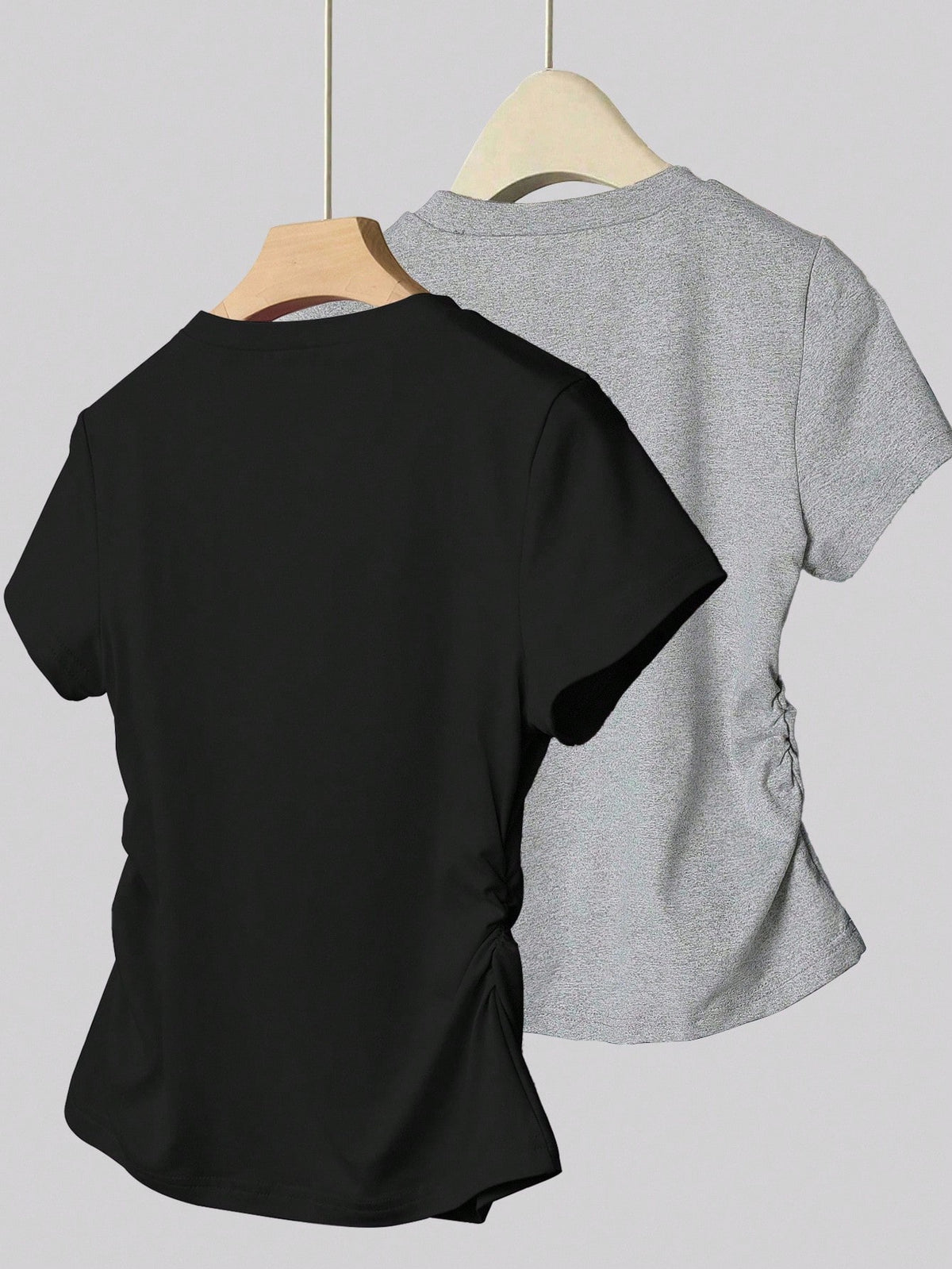 INAWLY Women's All-Match Solid Color Versatile Slim Fit Short Sleeve T-Shirt, Everyday Wear
