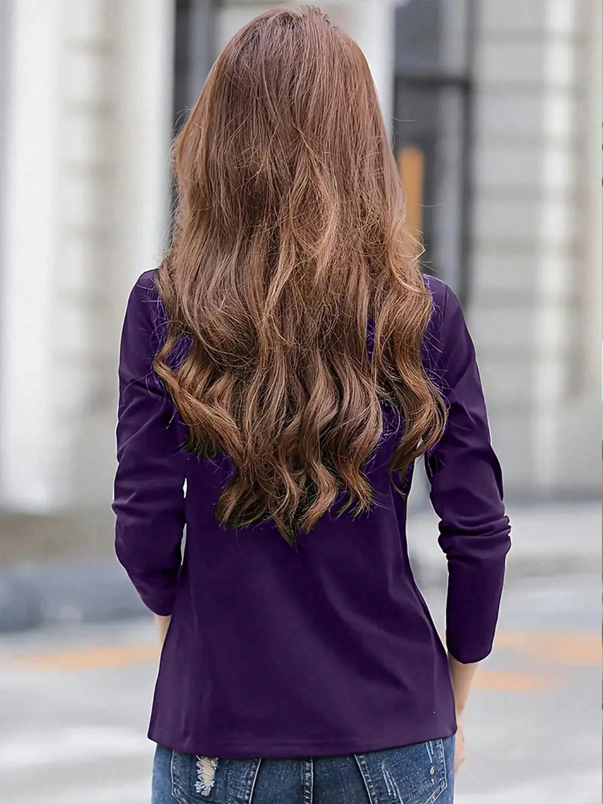 INAWLY Women's Casual Solid Color Long Sleeve T-Shirt, Commuter Wear, Spring And Autumn Fall Cloth For Women