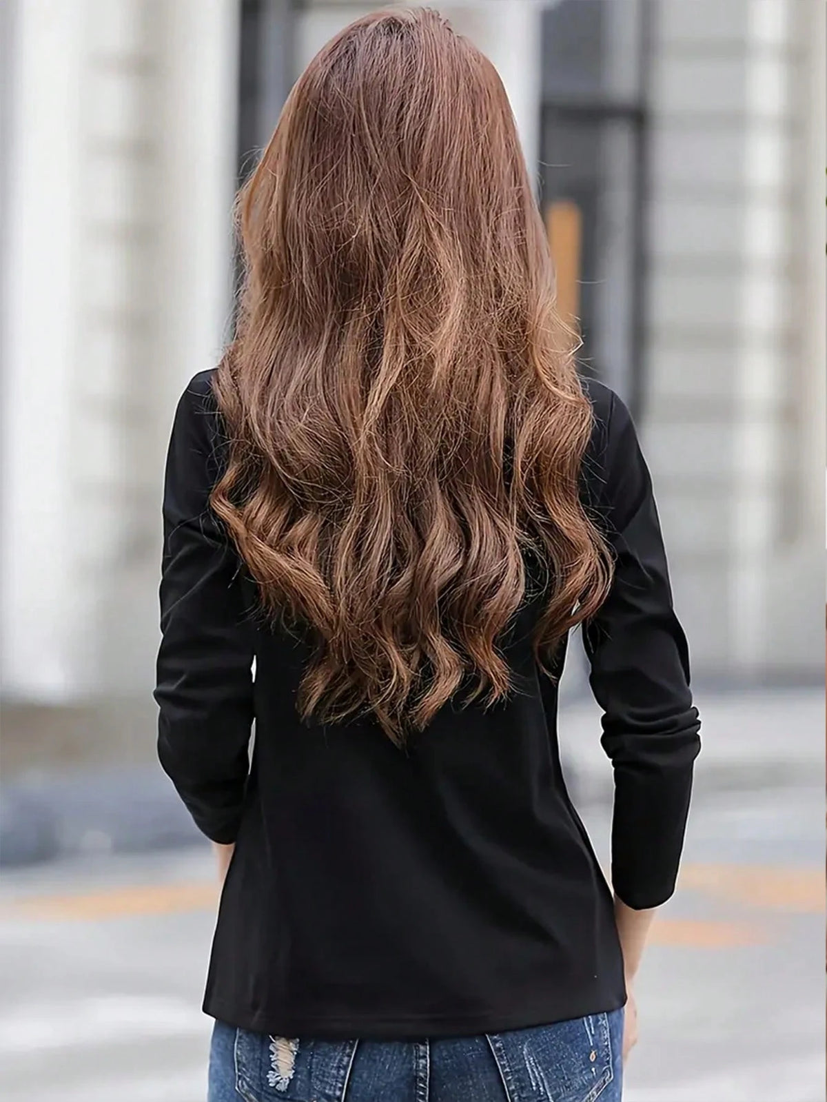 INAWLY Women's Casual Solid Color Long Sleeve T-Shirt, Commuter Wear, Spring And Autumn Fall Cloth For Women