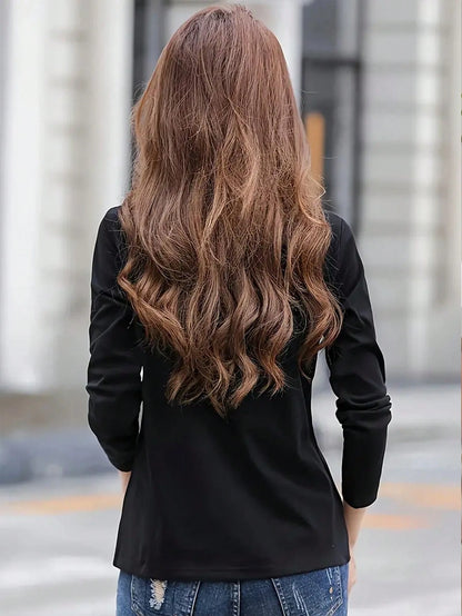INAWLY Women's Casual Solid Color Long Sleeve T-Shirt, Commuter Wear, Spring And Autumn Fall Cloth For Women