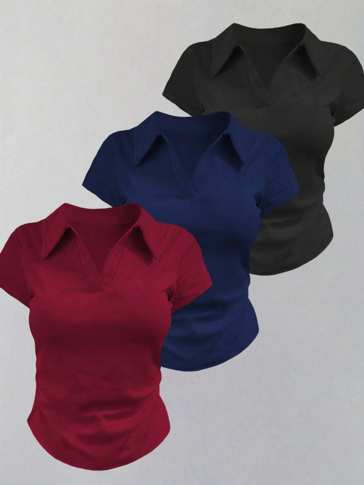 INAWLY Women's Casual Solid Color Short Sleeve T-Shirt, Versatile For Summer