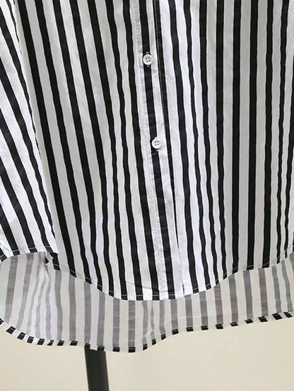 INAWLY Women's Casual Striped Print Long Sleeve Chest Pocket Shirt, Autumn &Winter Fall Cloth For Women