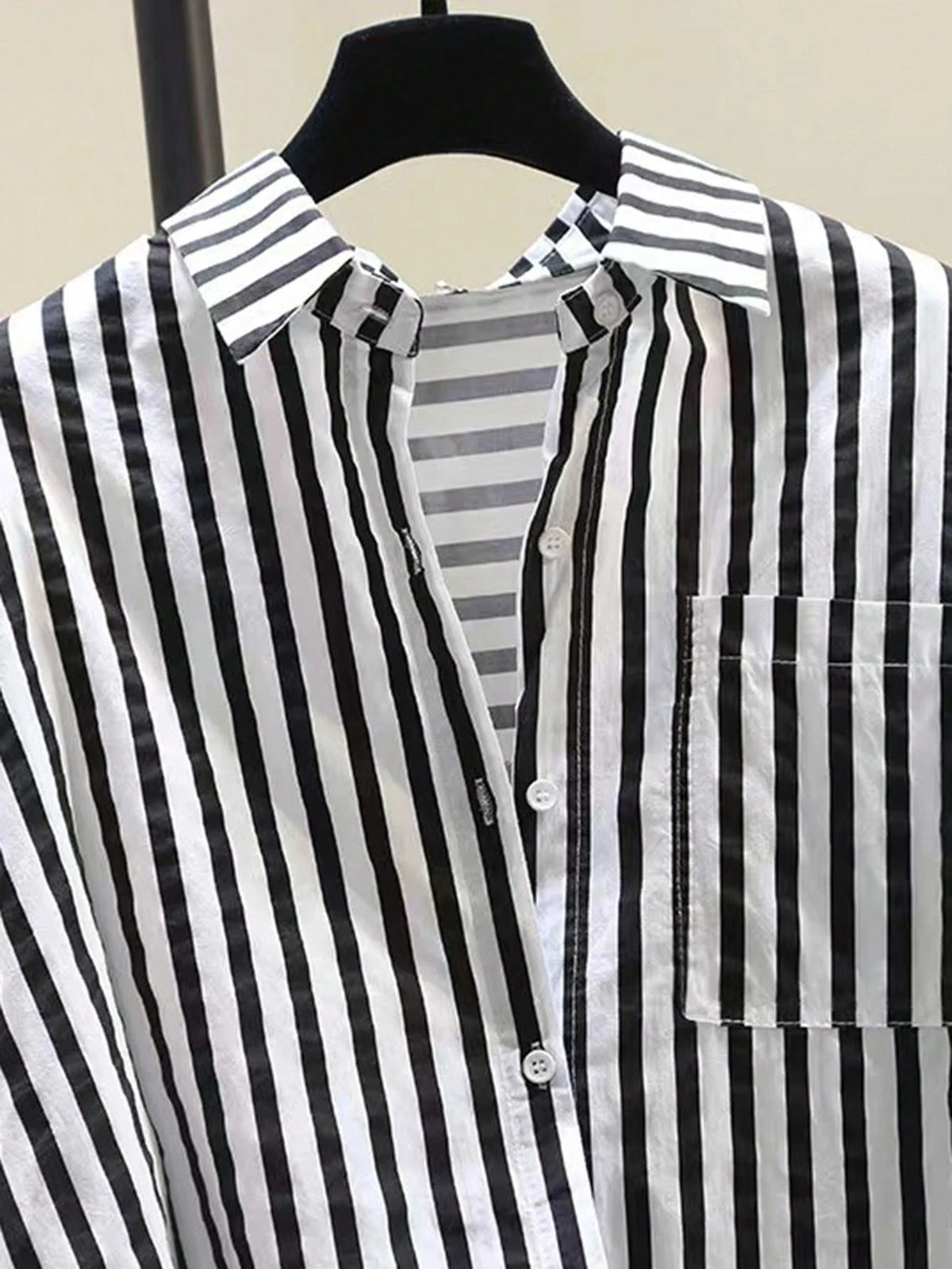 INAWLY Women's Casual Striped Print Long Sleeve Chest Pocket Shirt, Autumn &Winter Fall Cloth For Women