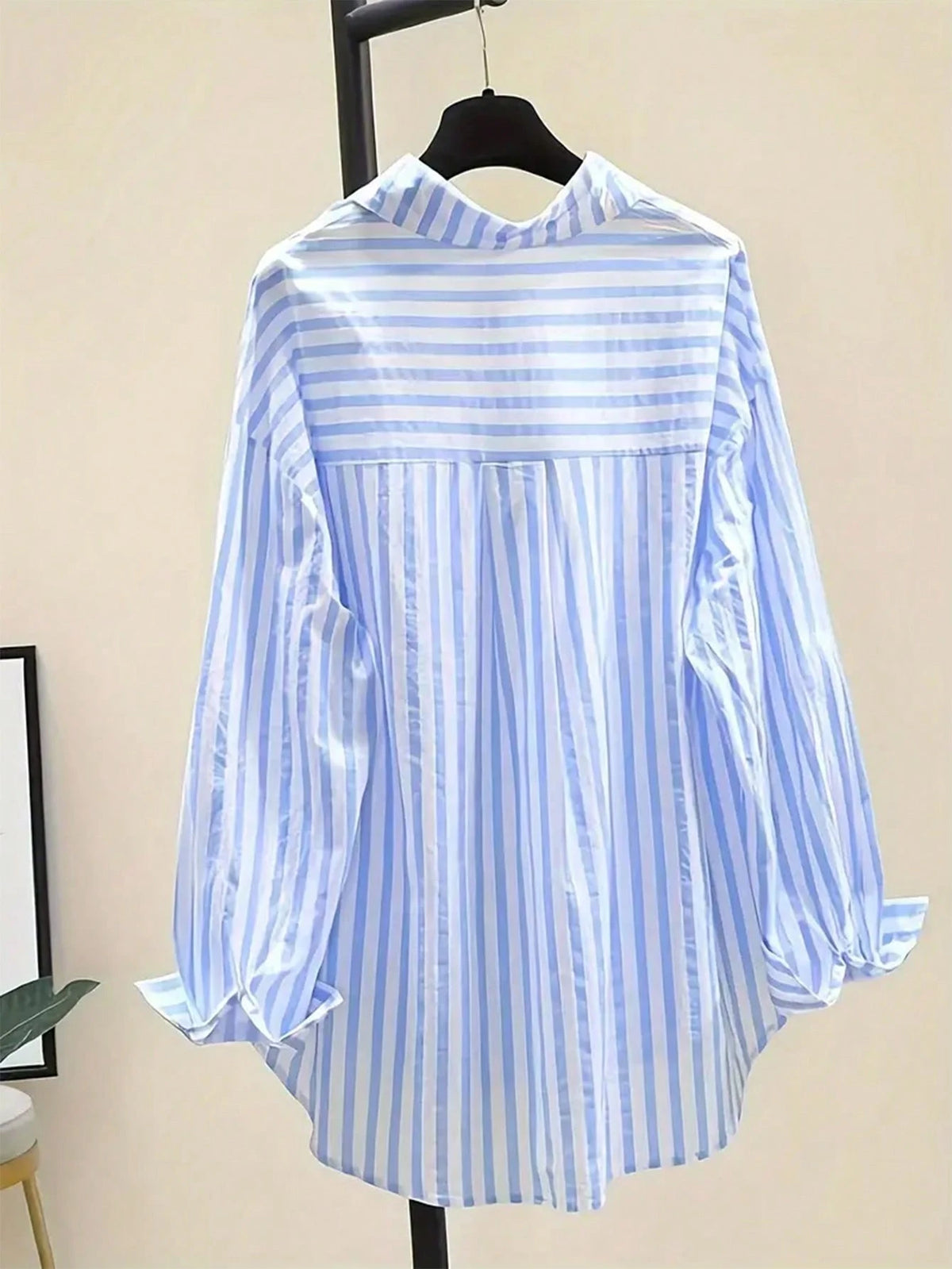 INAWLY Women's Casual Striped Print Long Sleeve Chest Pocket Shirt, Autumn &Winter Fall Cloth For Women