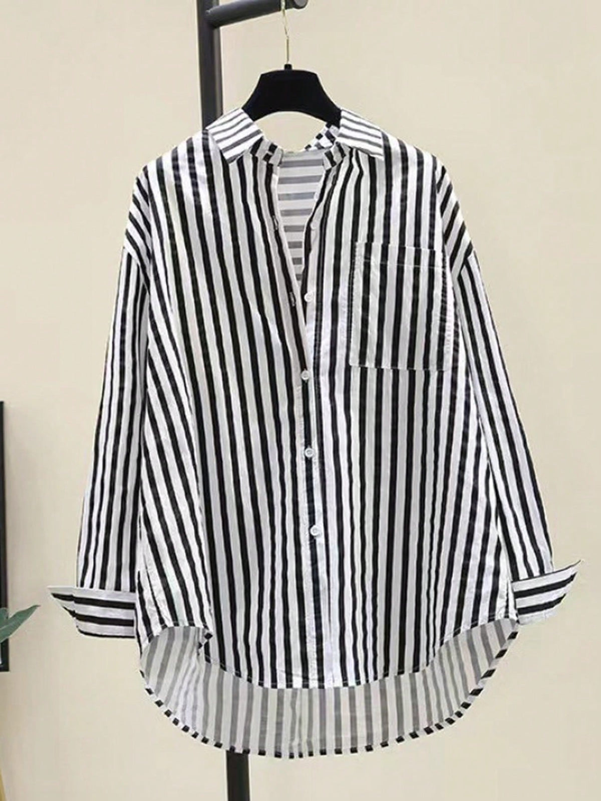 INAWLY Women's Casual Striped Print Long Sleeve Chest Pocket Shirt, Autumn &Winter Fall Cloth For Women