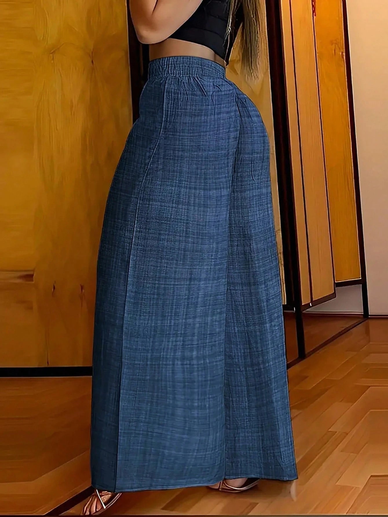 INAWLY Women's Casual Vacation High Waist Button Decor Wide Leg Pants Fall Cloth For Women