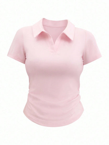 INAWLY Women's Casual Versatile Solid Color T-Shirt, Summer