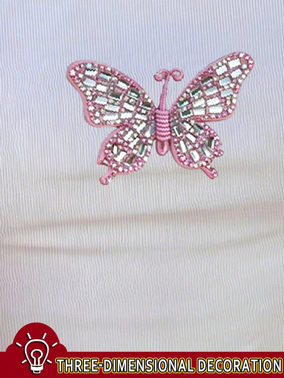 INAWLY Women's Fashion Rhinestone Sequin Butterfly Embroidery Sleeveless Top, Minimalist Vacation Wear
