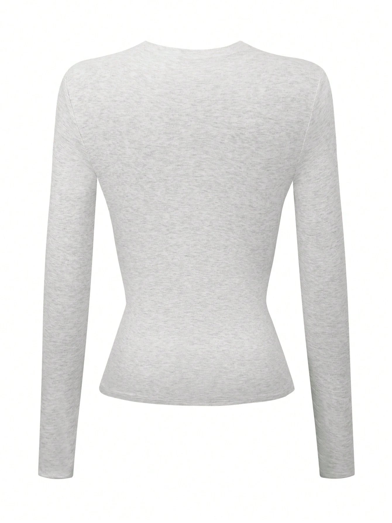INAWLY Women's Pink Long Sleeve Crew Neck Fitted T-Shirt
