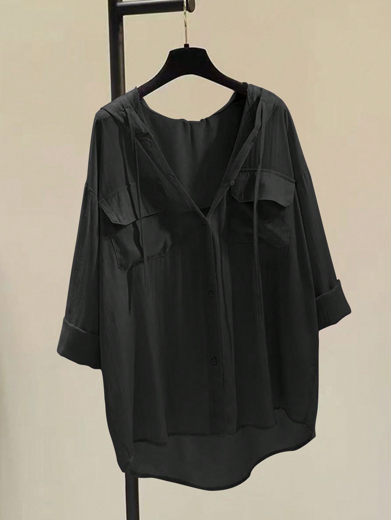 INAWLY Women's Solid Color Simple Daily Long Sleeve Shirt, Drawstring Hooded Blouse,Long Sleeve Tops Fall Cloth For Women