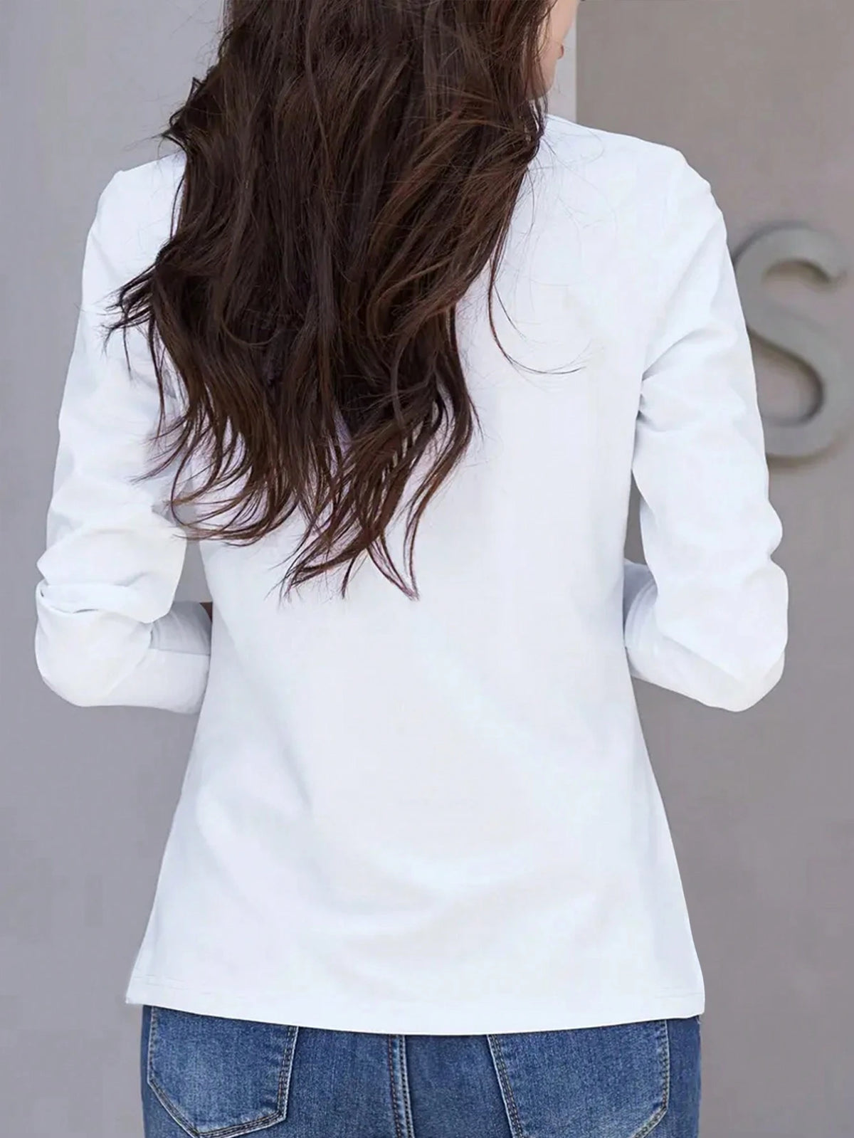 INAWLY Women Spring/Summer Solid Color Polo Collar Long Sleeve Casual T-Shirt Fall Cloth For Women