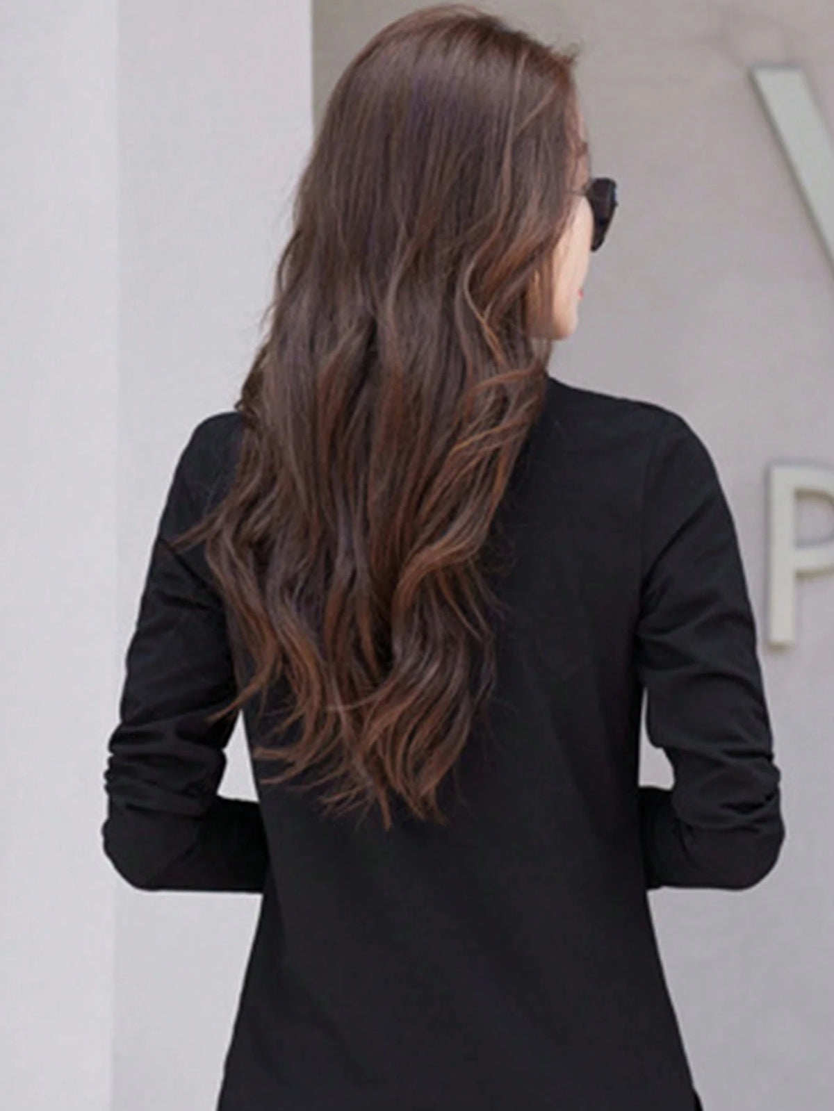 INAWLY Women Spring/Summer Solid Color Polo Collar Long Sleeve Casual T-Shirt Fall Cloth For Women
