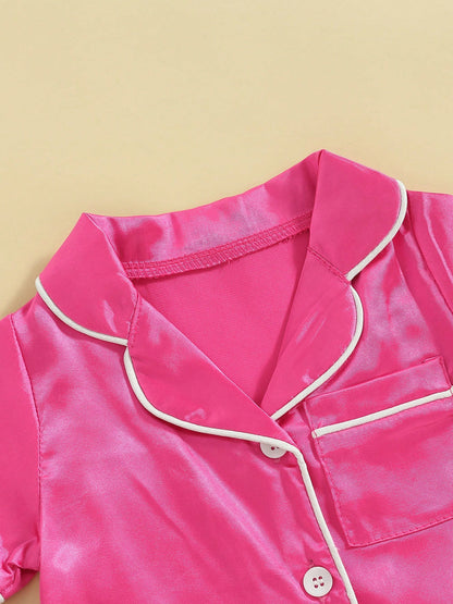 Infant Baby Girl Boy Silk Jumpsuit Pajamas Short Sleeve Button-Up Satin Pjs Footie Romper Pajama Nightgown