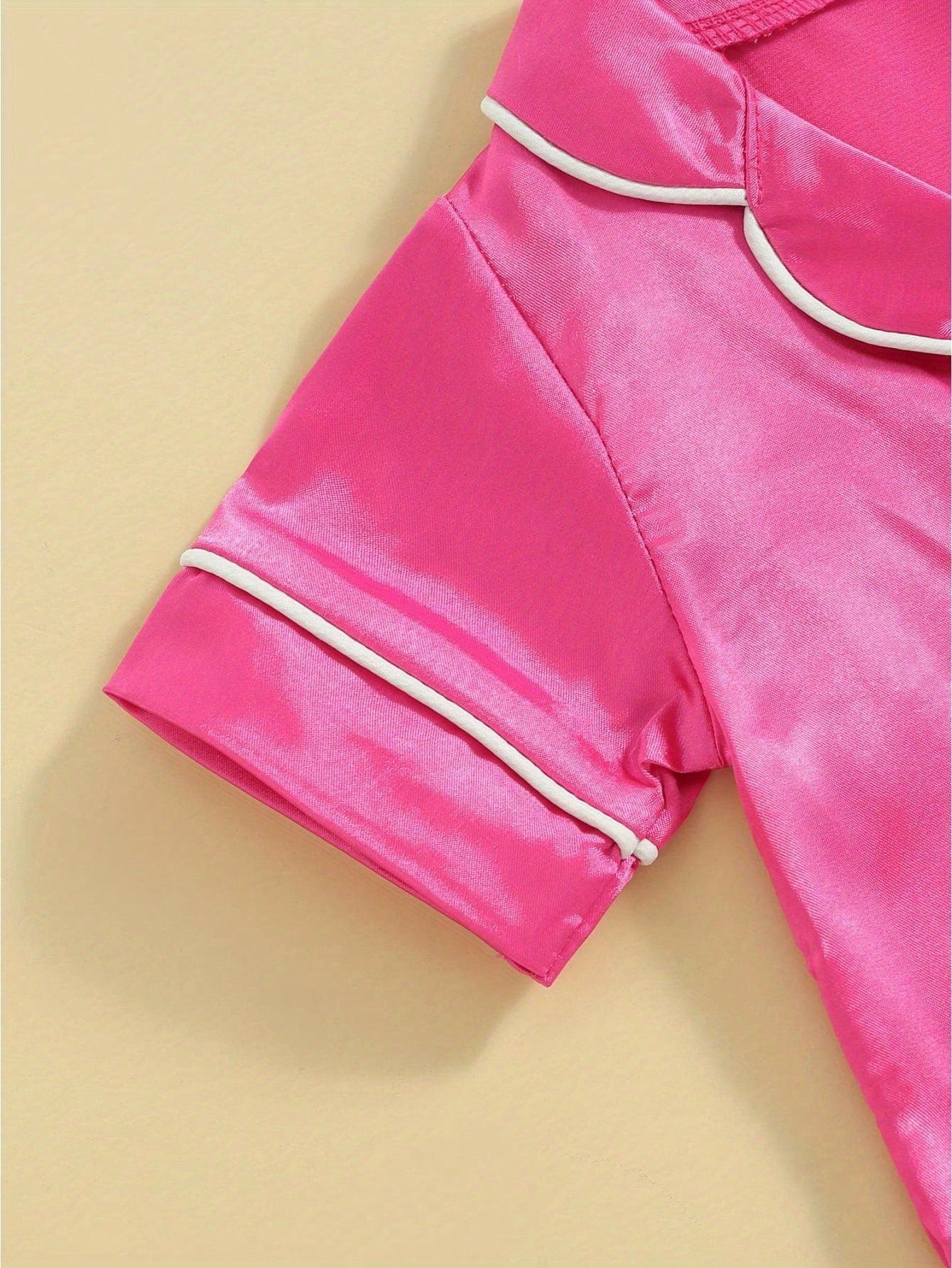 Infant Baby Girl Boy Silk Jumpsuit Pajamas Short Sleeve Button-Up Satin Pjs Footie Romper Pajama Nightgown