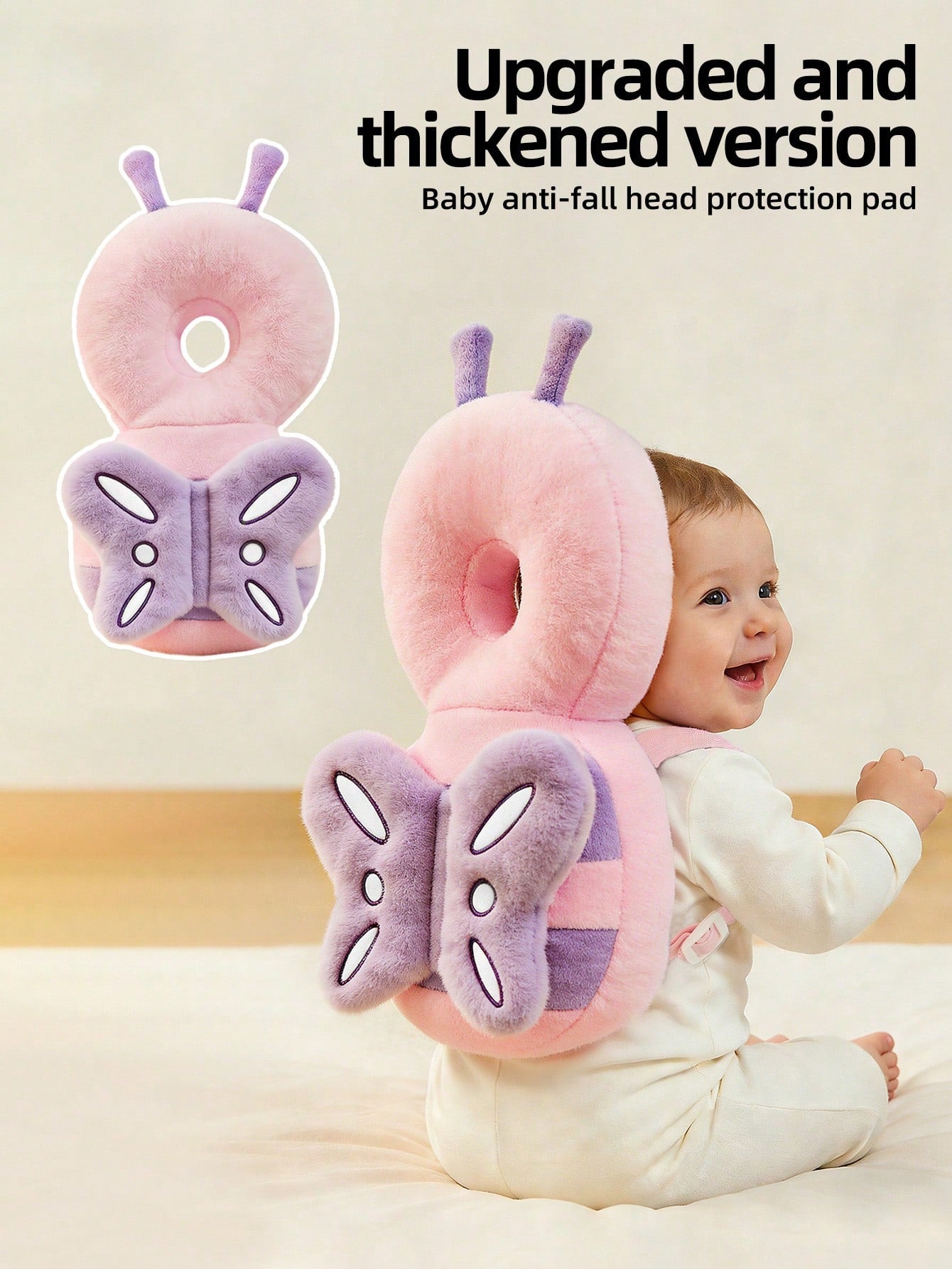 Infant Walking Fall Protection Pillow (Butterfly Shape)- Baby Walking Head Protection Pad: Ultra Soft, Breathable, Adjustable Size, Fall Protection Backpack Design; Durable Soft Polyester Fiber Mater