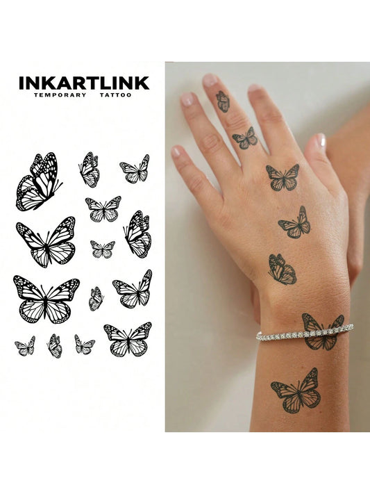 INKARTLINK Revolutionary Technology Tattoo, Semi-Permanent Tattoo, Hands, Flowers, Temporary Tattoo, Moon, Bee, Waterproof, Realistic Fake Tattoo, Vegetable-Based Tattoo, Magic Tattoo, Lasting 1-2 Wee