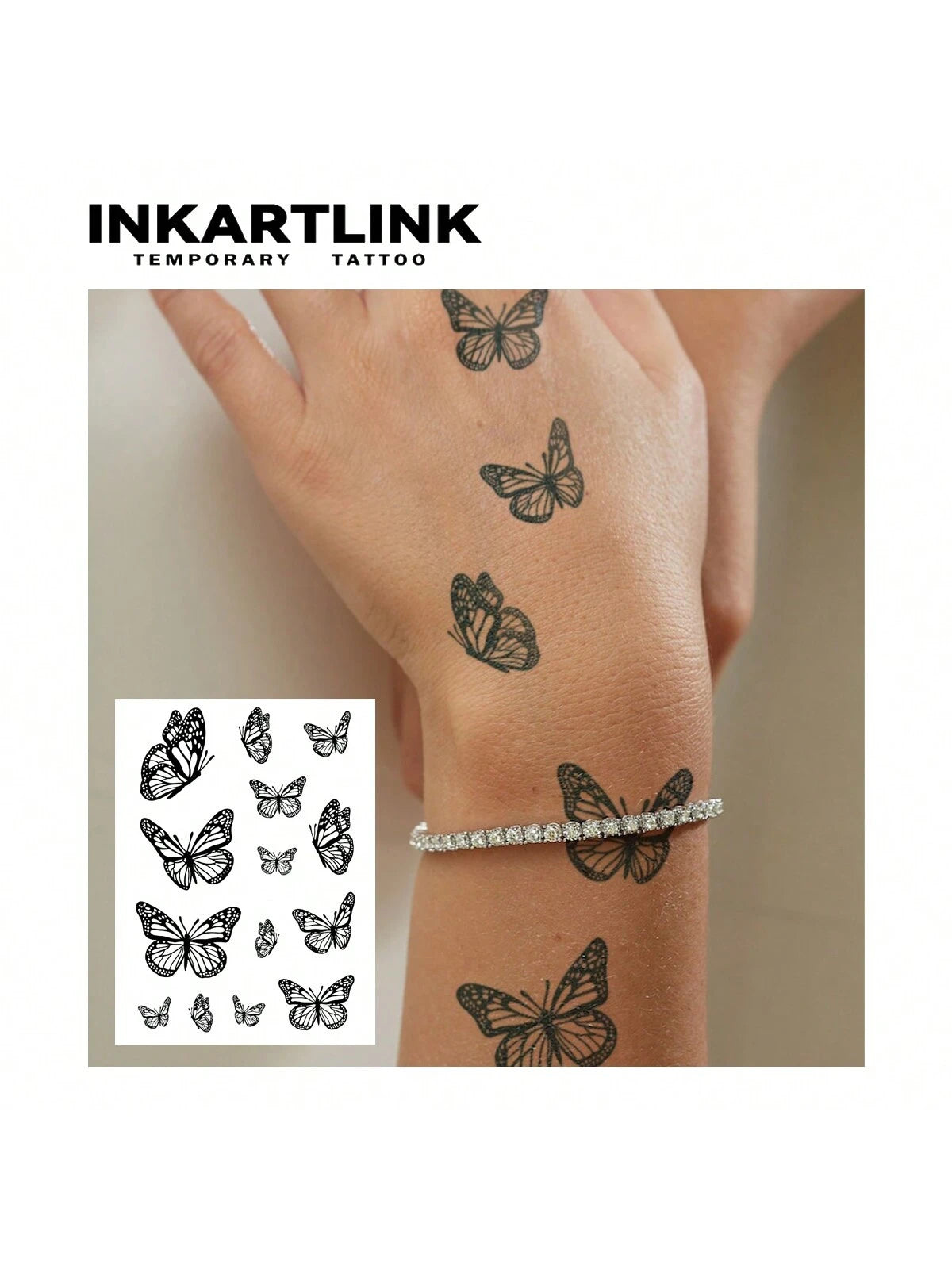 INKARTLINK Revolutionary Technology Tattoo, Semi-Permanent Tattoo, Hands, Flowers, Temporary Tattoo, Moon, Bee, Waterproof, Realistic Fake Tattoo, Vegetable-Based Tattoo, Magic Tattoo, Lasting 1-2 Wee