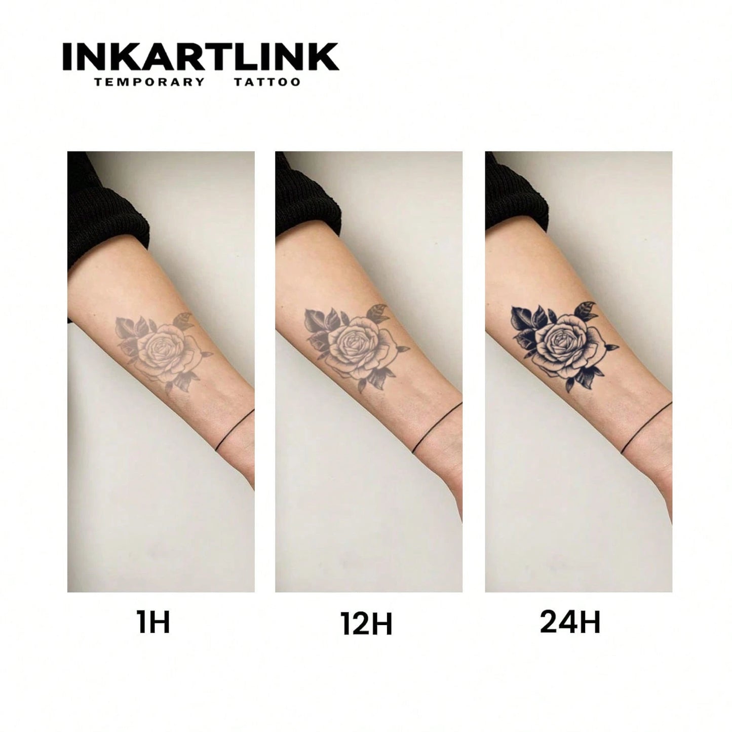 INKARTLINK Revolutionary Technology Tattoo, Semi-Permanent Tattoo, Hands, Flowers, Temporary Tattoo, Moon, Bee, Waterproof, Realistic Fake Tattoo, Vegetable-Based Tattoo, Magic Tattoo, Lasting 1-2 Wee