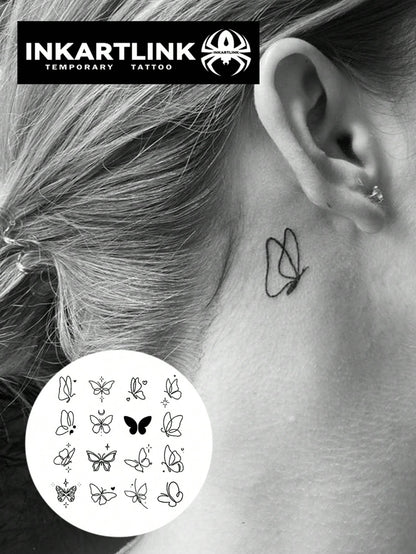 INKARTLINK Revolutionary Technology Tattoo, Semi-Permanent Tattoo, Hands, Flowers, Temporary Tattoo, Moon, Bee, Waterproof, Realistic Fake Tattoo, Vegetable-Based Tattoo, Magic Tattoo, Lasting 1-2 Wee
