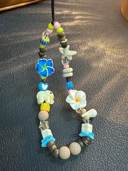 INS Style Island Sweetheart Phone Strap, Beaded Camera Chain Charm, Random Color Individual Beads Gifts For Mother, Family, Friends, Birthday, Holiday Phone Charm, Phone Chain