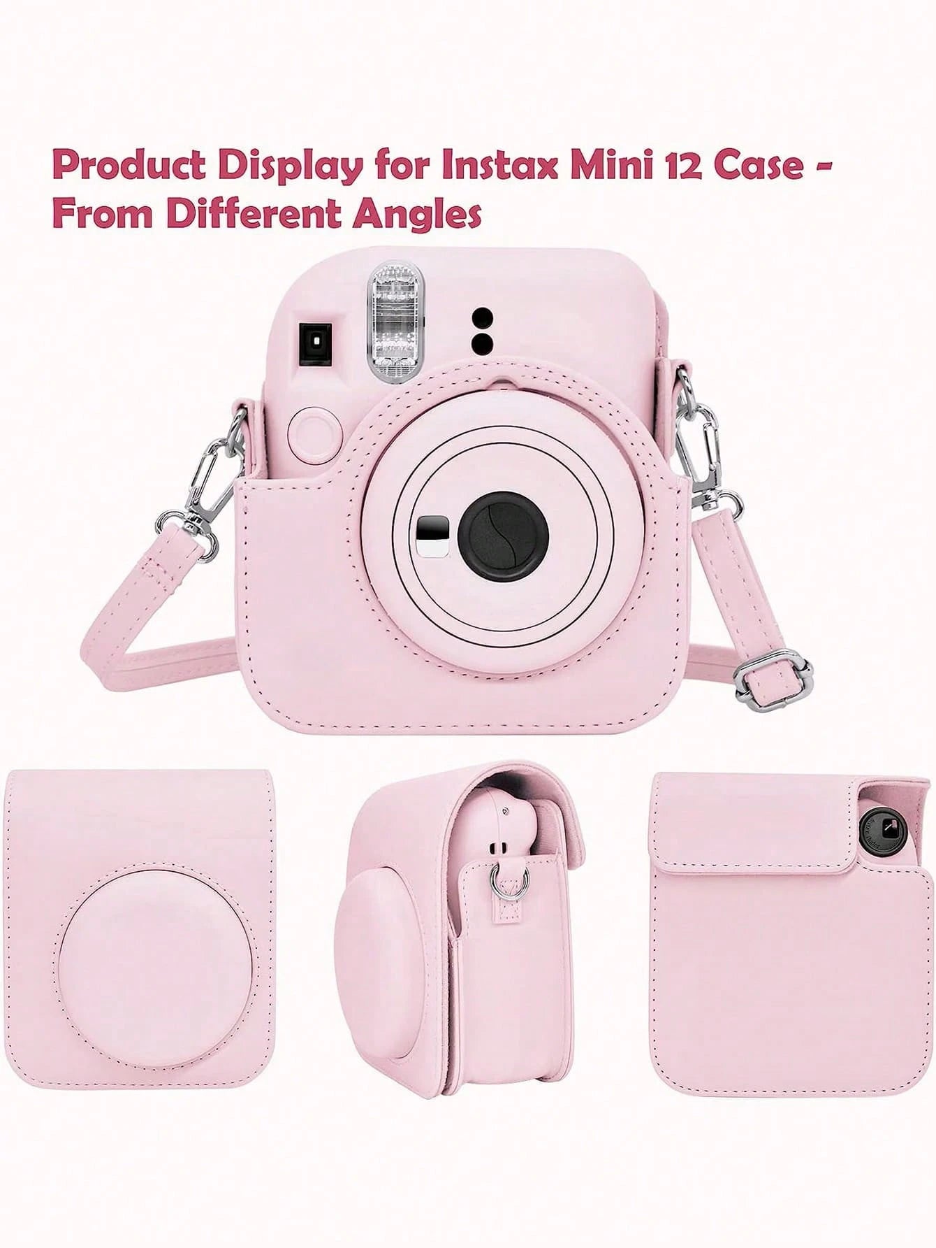 Instant Mini 12 Case Compatible WithMini 12/ Mini 12 Camera- PULeather Protective Case Cover Bag With Adjustable Shoulder Strap- Lilac Purple