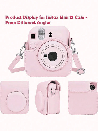 Instant Mini 12 Case Compatible WithMini 12/ Mini 12 Camera- PULeather Protective Case Cover Bag With Adjustable Shoulder Strap- Lilac Purple