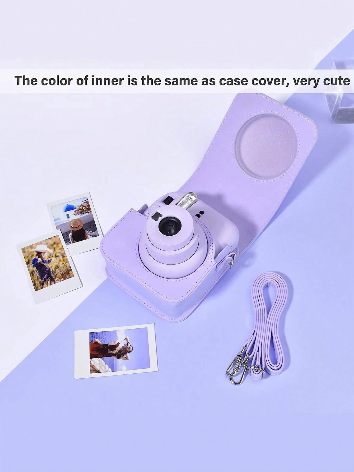Instant Mini 12 Case Compatible WithMini 12/ Mini 12 Camera- PULeather Protective Case Cover Bag With Adjustable Shoulder Strap- Lilac Purple