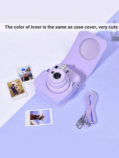 Instant Mini 12 Case Compatible WithMini 12/ Mini 12 Camera- PULeather Protective Case Cover Bag With Adjustable Shoulder Strap- Lilac Purple