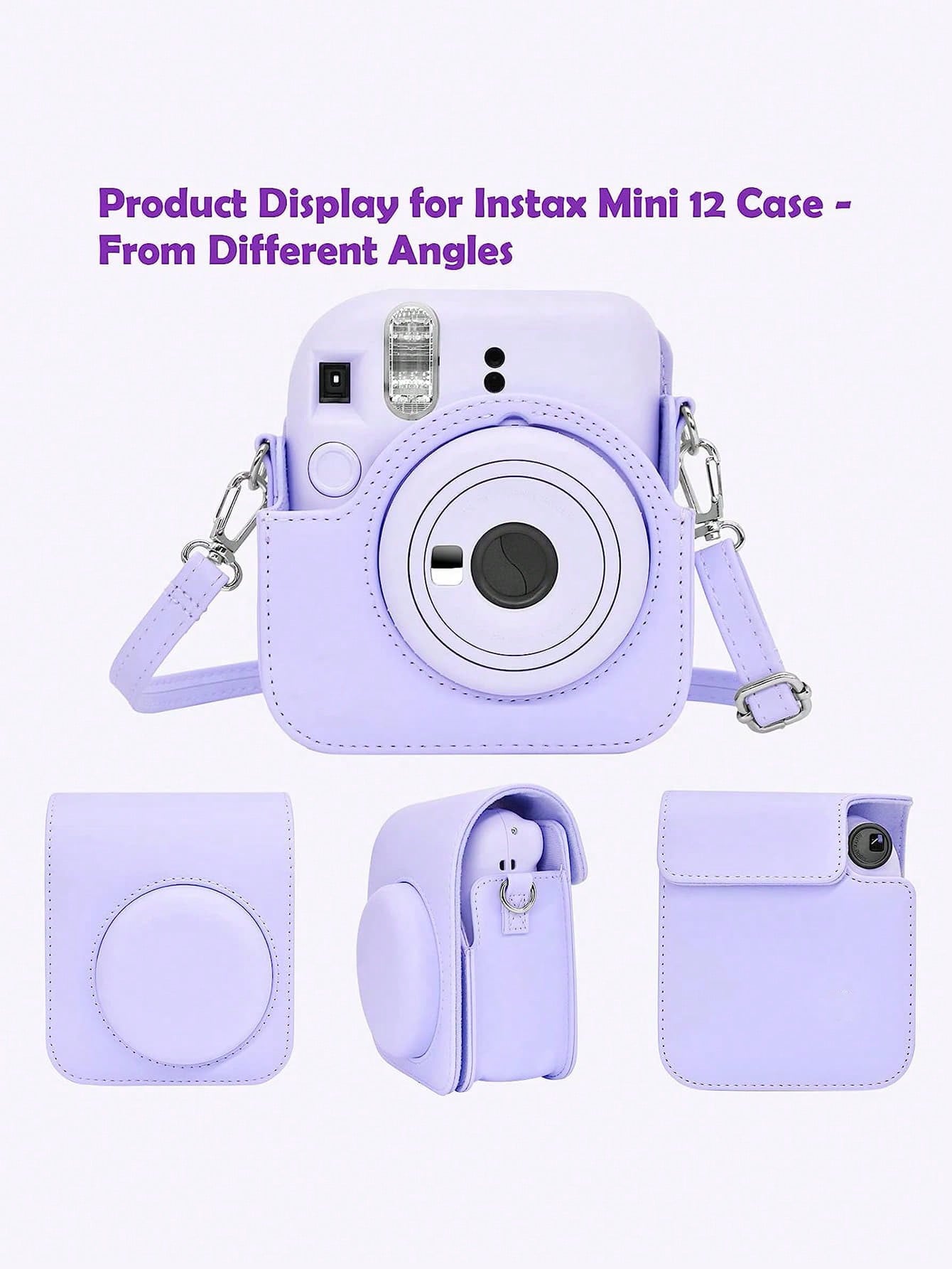 Instant Mini 12 Case Compatible WithMini 12/ Mini 12 Camera- PULeather Protective Case Cover Bag With Adjustable Shoulder Strap- Lilac Purple
