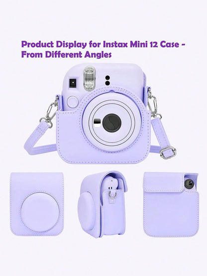 Instant Mini 12 Case Compatible WithMini 12/ Mini 12 Camera- PULeather Protective Case Cover Bag With Adjustable Shoulder Strap- Lilac Purple