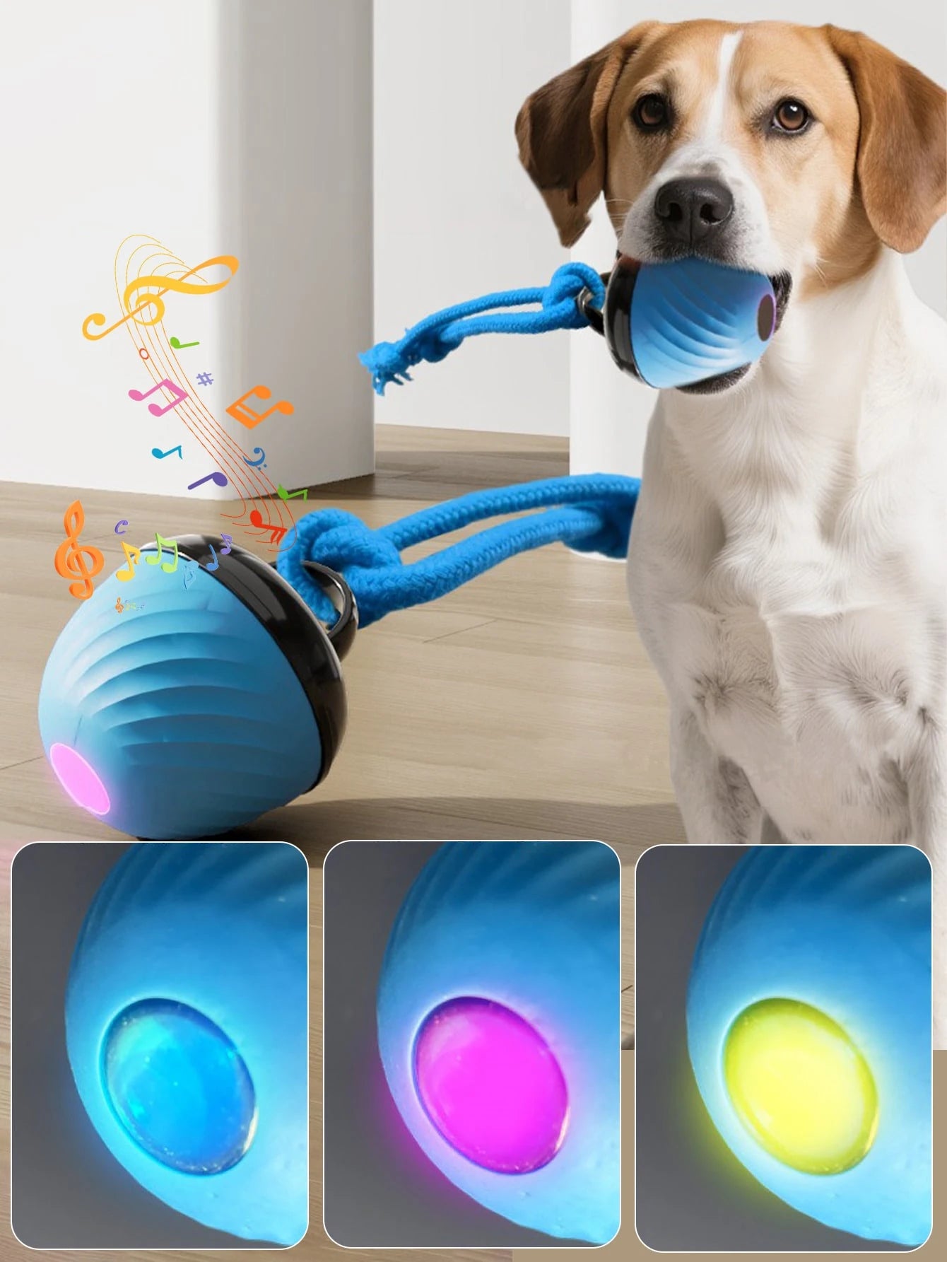 Interactive Smart Dog Ball Toy, Durable Chewable Exercise Ball, USB Rechargeable, With Tail Rope, Movable Glowing Barking Ball, Indoor Pet Rolling Game, Suitable For Small/Medium Dogs, Relieve Boredom
