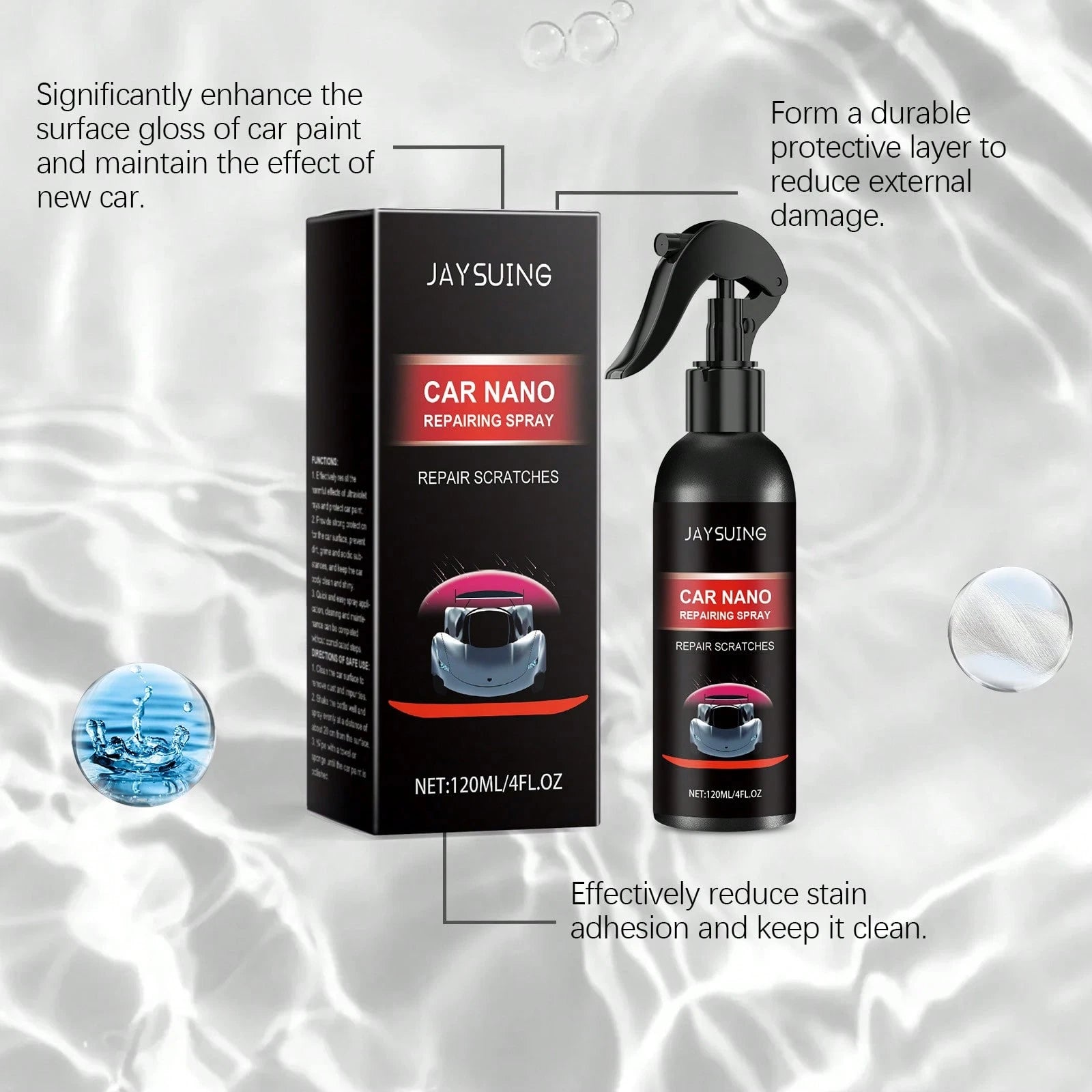 JAYSUING Nano Coating Quick Spray For Cars- High-Quality, Scratch-Resistant Formula With A High-Gloss Finish, Suitable For All Types Of Car Paint. Forms A Long-Lasting Protective Layer That Effective