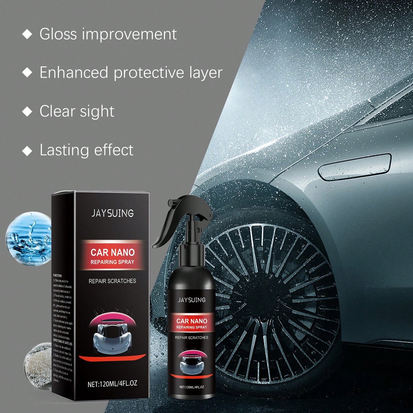 JAYSUING Nano Coating Quick Spray For Cars- High-Quality, Scratch-Resistant Formula With A High-Gloss Finish, Suitable For All Types Of Car Paint. Forms A Long-Lasting Protective Layer That Effective