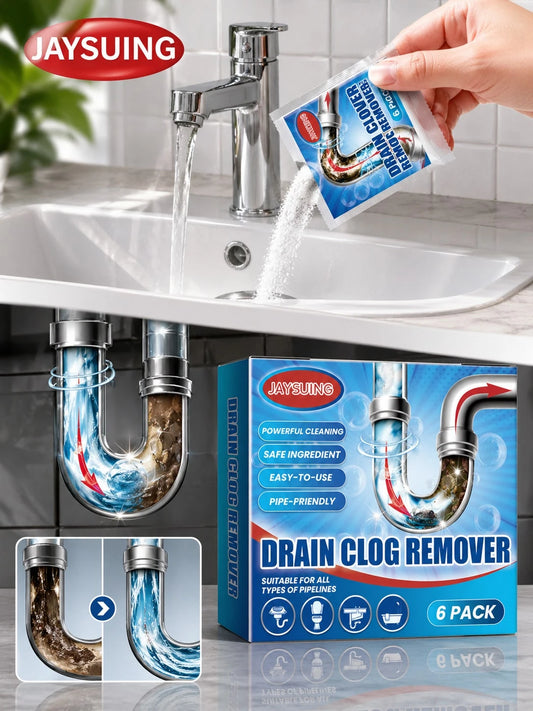 JAYSUING Powerful Pipe Cleaning Powder For Quickly Clears Pipe Blockages Removes Stubborn Dirt And Oil Stains Gentle Formula, Safety And Reliable Suitable For Kitchen Sink And Toilet Pipe Odor Elimina