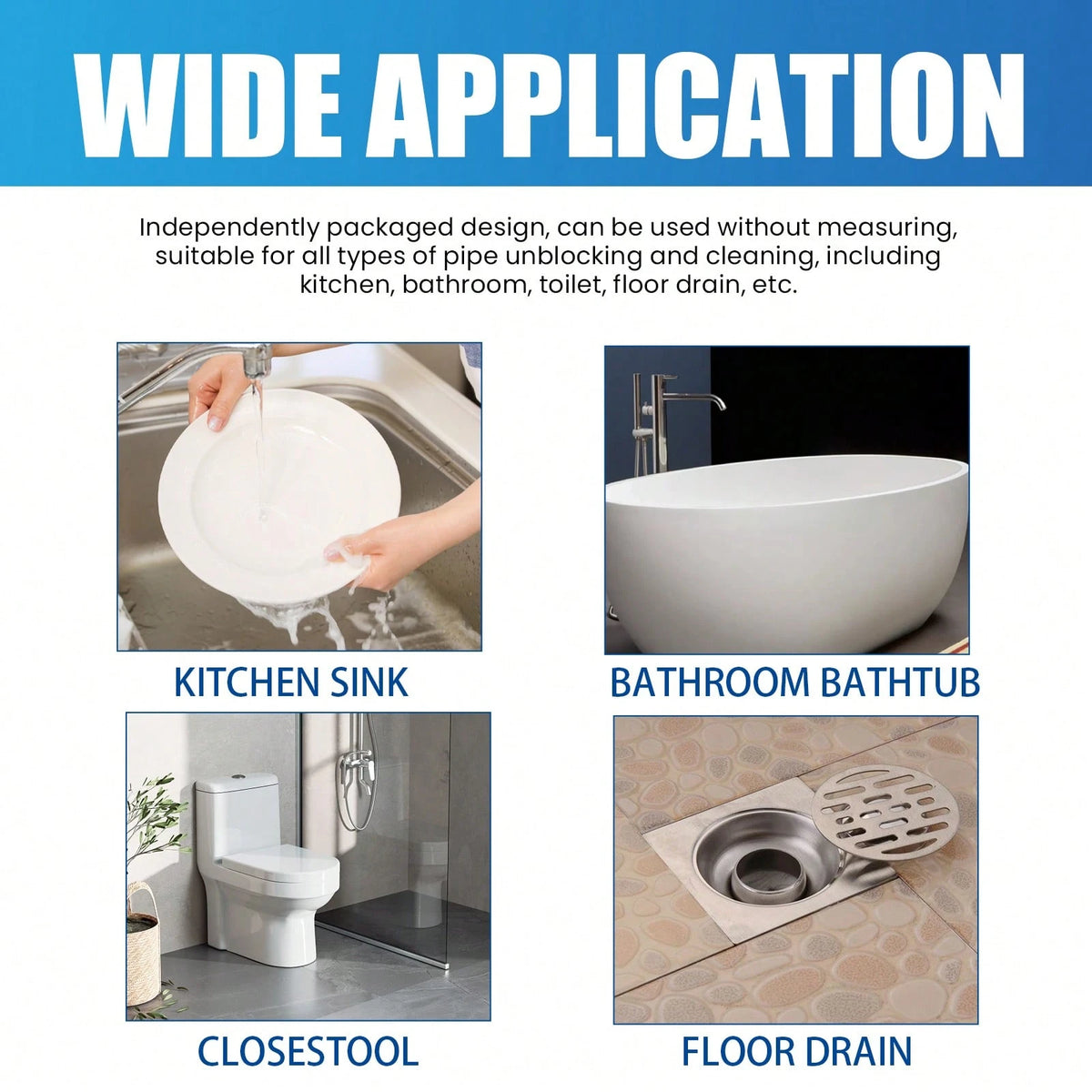 JAYSUING Powerful Pipe Cleaning Powder For Quickly Clears Pipe Blockages Removes Stubborn Dirt And Oil Stains Gentle Formula, Safety And Reliable Suitable For Kitchen Sink And Toilet Pipe Odor Elimina